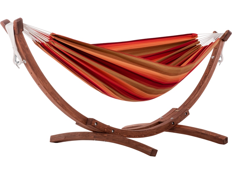 Hamak dwuosobowy Sunbrella + drewniany stojak