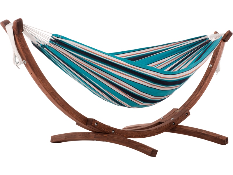 Hamak dwuosobowy Sunbrella + drewniany stojak