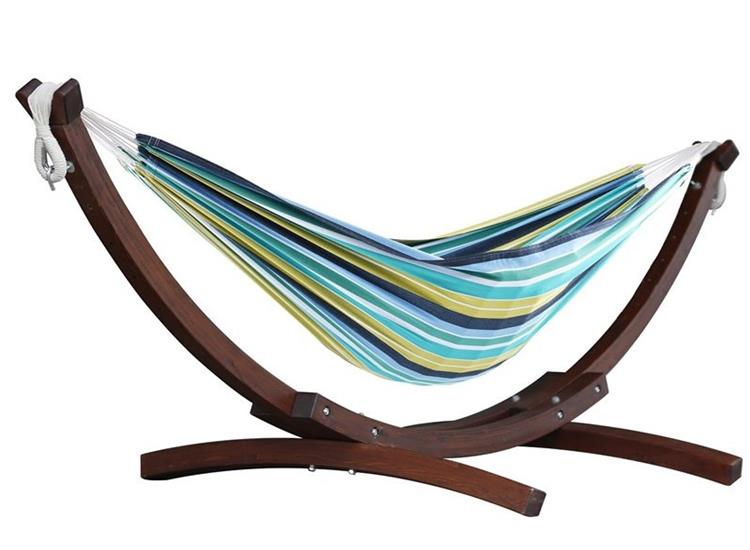 Hamak dwuosobowy z drewnianym stojakiem