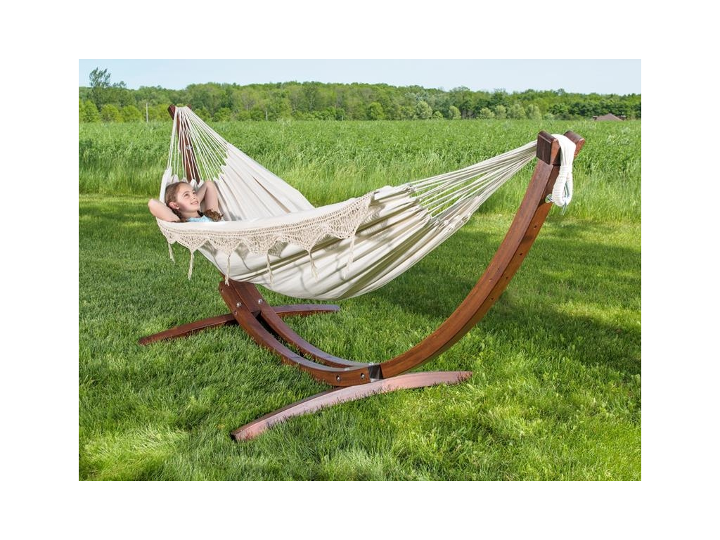 Hamak dwuosobowy z drewnianym stojakiem